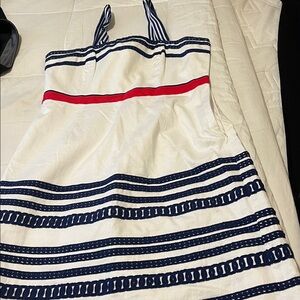 Vineyard Vines Dress in White with Navy and Red—I had straps added and tailored